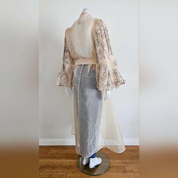 Not So Serious Kimono Embellished Sheer Duster Top Anthropologie - Picture 7 of 11